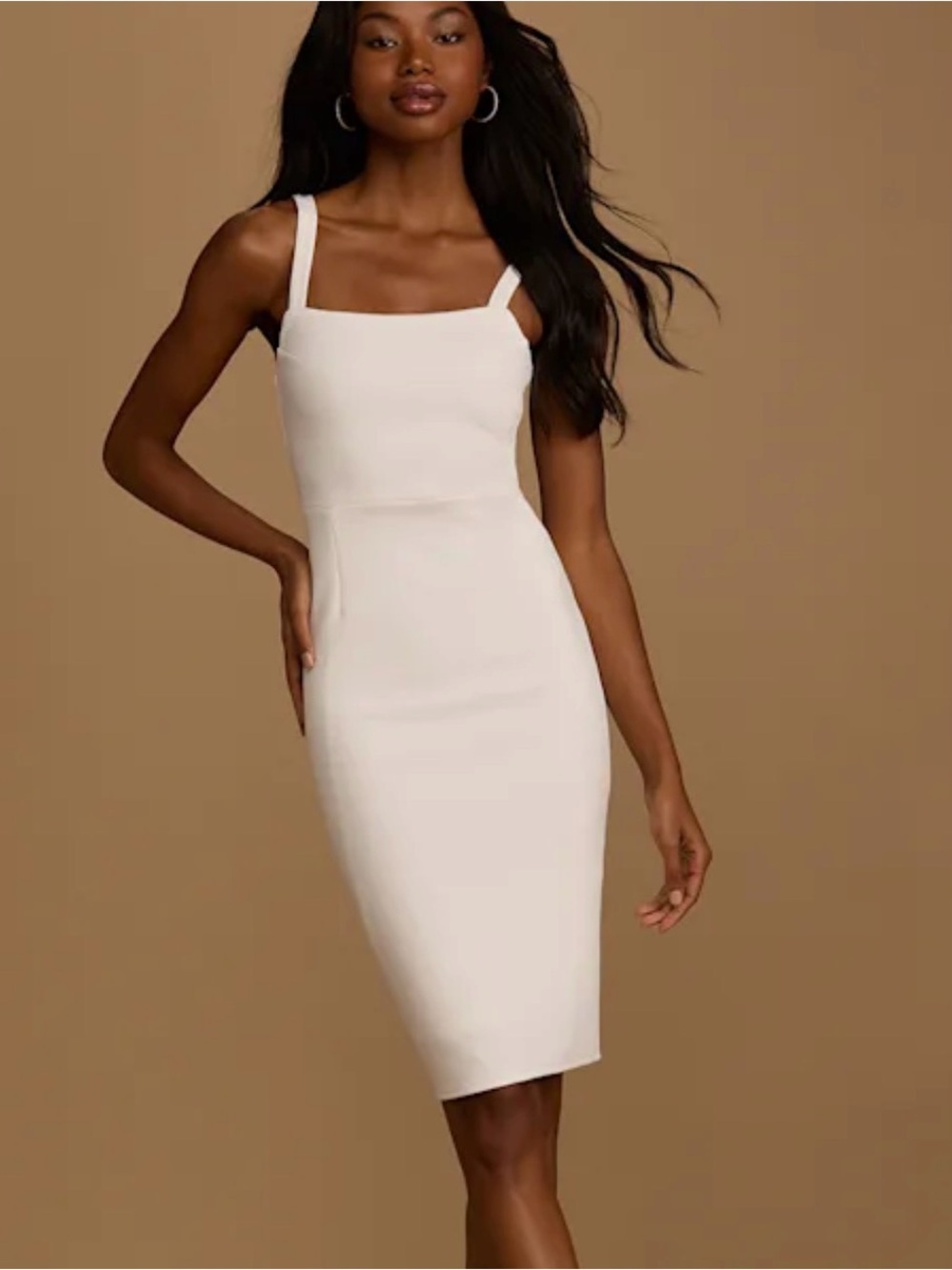 Lulu's White Square-Neck Midi Dress
